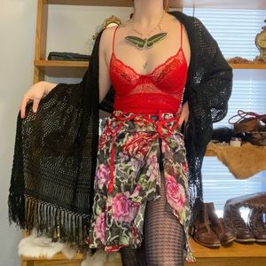 Silk Floral Etcetera Whimsygoth Layered Skirt with Slits